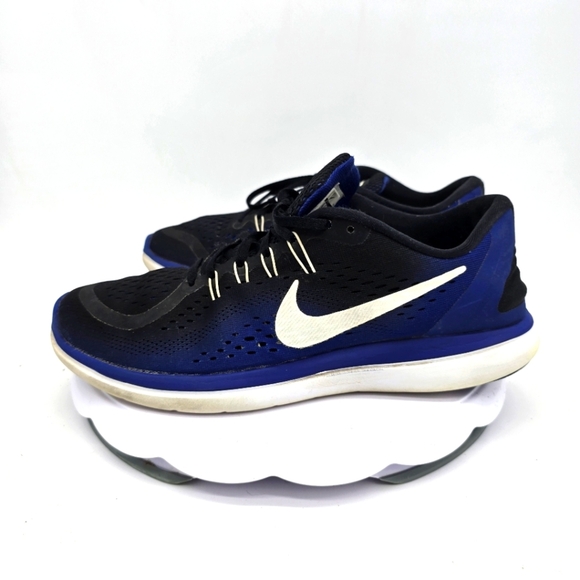 Nike Shoe Men's 10 Flex 2017 Sneakers 898457-004 Black Blue - Picture 1 of 9